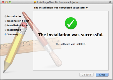 Successful installation screen