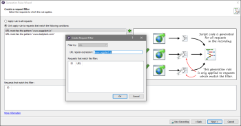 Create Request Filter panel in the Generation Rules Wizard with filters added