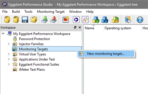 Add a monitoring target in Eggplant Performance