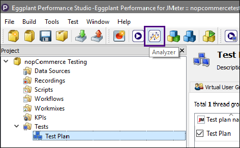 The launch Analyzer button in Eggplant Performance Studio