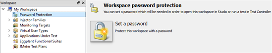 Workspace password protection dialog