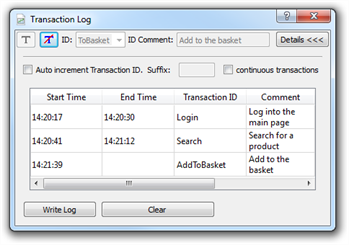 Transaction log window