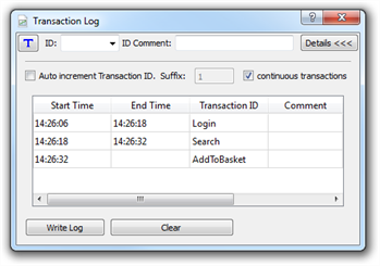 Transaction log for continuous transactions