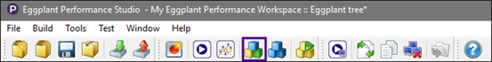 The Eggplant Performance Studio toolbar with the Build icon highlighted
