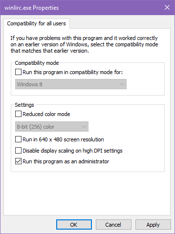 Compatibility properties panel