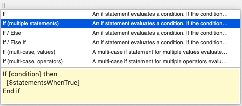 Suggested Completions when Auto-Completing an If Statement in Eggplant Functional