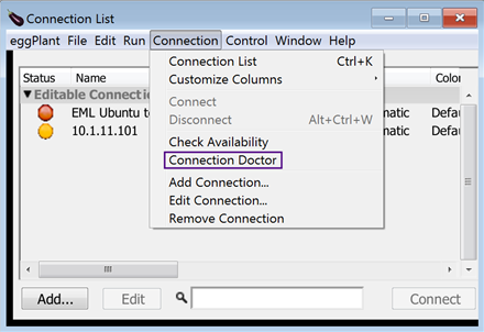 Select the Connection Doctor from the Connection menu