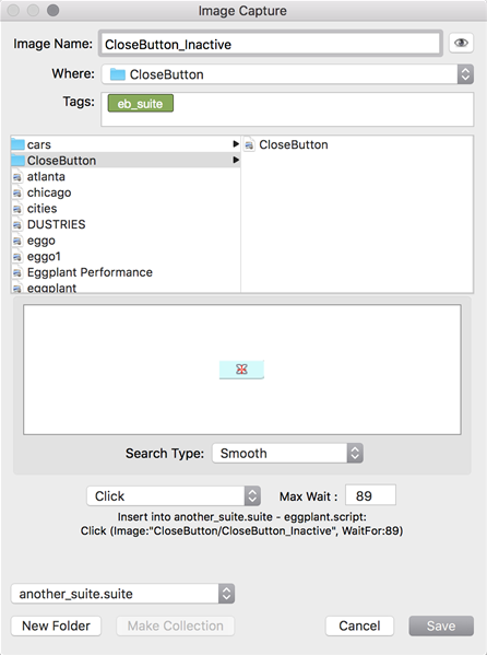 Step 3 of Image Collection process in Eggplant Functional