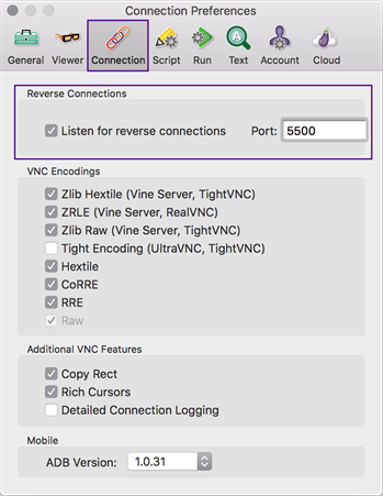 Reverse connections dialog in Eggplant Functional