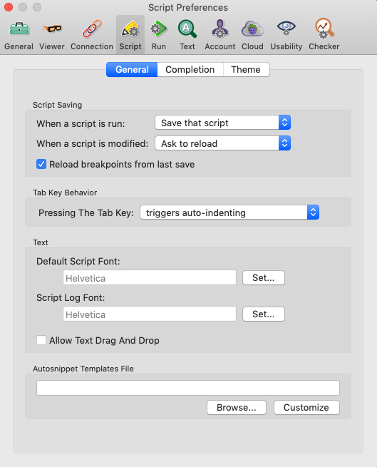 The Script General preferences tab in Eggplant Functional