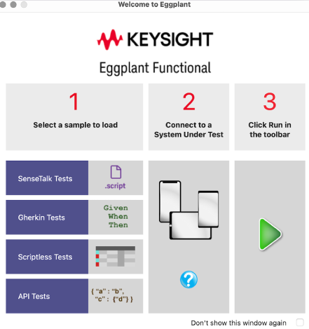 The Eggplant Functional Welcome Panel