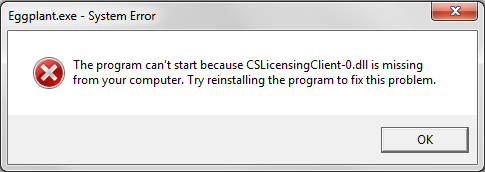 Error message about missing CSLicensingClient-0.dll file