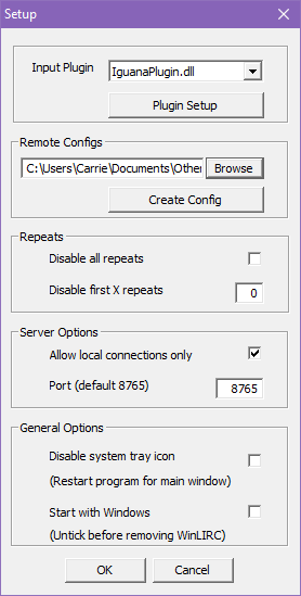Setup panel