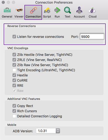 Reverse connections dialog in Eggplant Functional