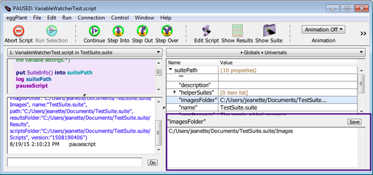 Variable Watcher with large edit pane in the Run window